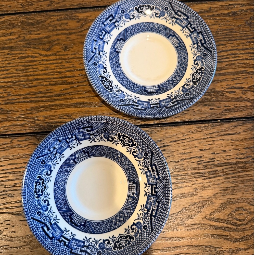 Churchill Blue Willow Saucer Set 2 Blue Good English China Chinoiserie